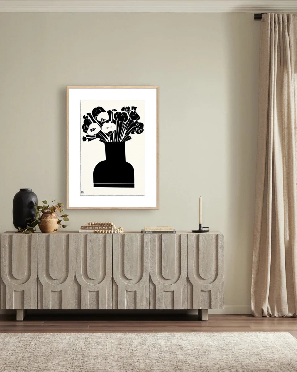 Woodblock Floral II by Roseanne Kenny
