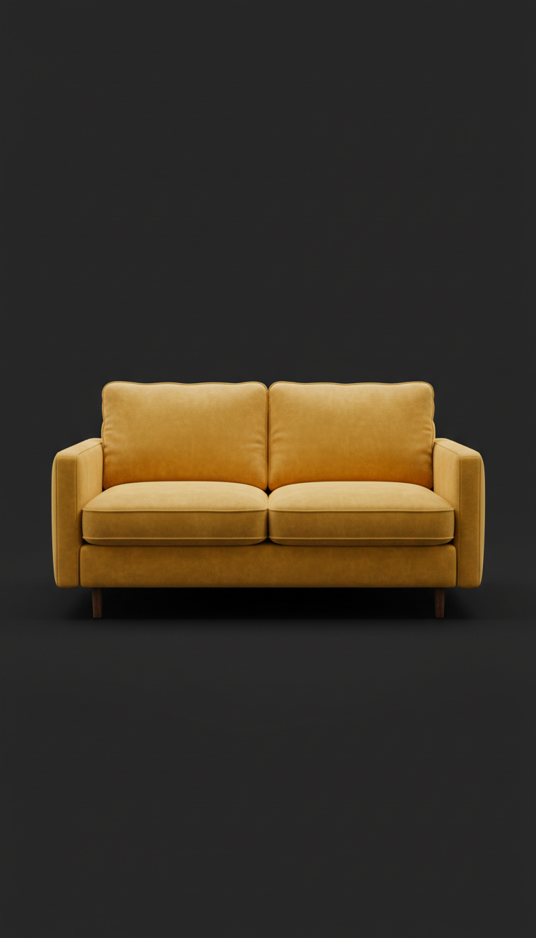 Ochre Accent Velvet Sofa