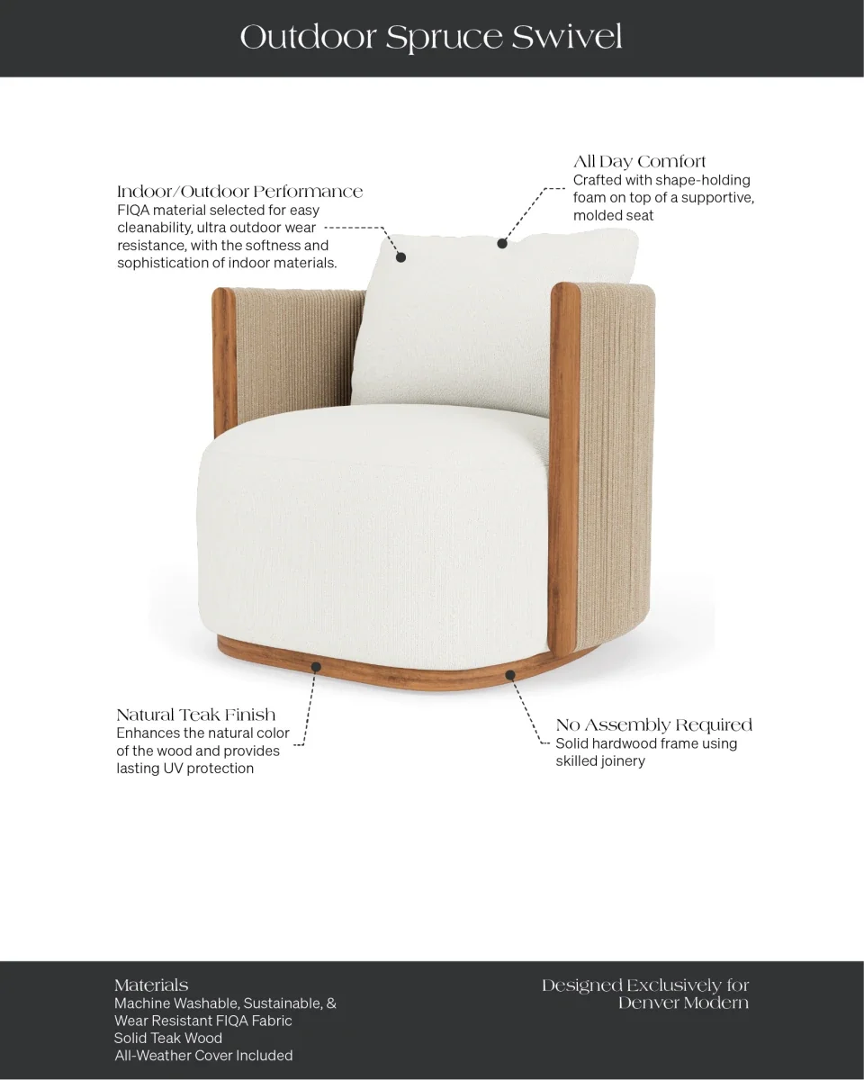 Outdoor Spruce Swivel Lounge Chair